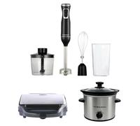 Hamilton Beach, Slow Cooker, Sandwich Toaster & Stick Blender Food Prep Trio Set, Silver