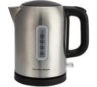 Hamilton Beach Electric Kettle, Compact, 1L, Brushed Stainless Steel, Boil Dry Protection, Auto Shut Off, Push Button Lid, Water Level Window, UK Strix Technology, Silver - HB02403B1