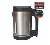 Hamilton Beach 3-in-1 Soup Maker, Smoothie Blender & Jam Maker, 1.6L, Easy Read Angled Digital Display, Auto-Stir & Overspill Sensor, Makes 4-6 Portions of Soup, Easy Clean, Black - HBSM003J