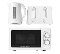 Hamilton Beach, Kettle, 4 Slice Toaster & Microwave Set, Essentials, White