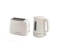 Hamilton Beach Kettle and Toaster Set, Electric Kettle, 1L, Toaster 2 Slice, Plastic, Compact, Boil Dry Protection, Fast Boil, Space Saving, 6 Browning Levels, Cancel Function, White - HB30381116WST