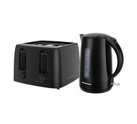 Hamilton Beach Kettle and Toaster Set, Essentials, Electric Kettle, Toaster 4 Slice, Boil Dry Protection, Fast Boil, Space Saving, 6 Browning Levels, Defrost, Reheat & Cancel, Black - HB13015032BST