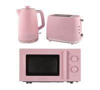 Hamilton Beach Kettle Toaster Microwave Set, Miami, Kettle, 1.7L, Toaster 2 Slice, Microwave Oven, 20L, Manual Controls, 800W, Kitchen Set, Flamingo Pink - HBMIAKSFP