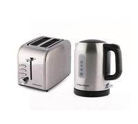 Hamilton Beach Kettle and Toaster Set, Electric Kettle, 1L, Toaster 2 Slice, Stainless Steel, Compact, Boil Dry Protection, Fast Boil, 6 Browning Levels, Defrost Cancel and Reheat - HB24031718SST