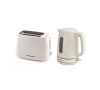 Hamilton Beach Kettle and Toaster Set, Electric Kettle, 1L, Toaster 2 Slice, Plastic, Compact, Boil Dry Protection, Fast Boil, Space Saving, 6 Browning Levels, Cancel Function, White - HB30381116WST