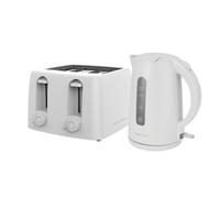 Hamilton Beach Kettle and Toaster Set, Electric Kettle, 1.7L, Toaster 4 Slice, Boil Dry Protection, Fast Boil, Space Saving, 7 Browning Levels, Defrost, Reheat & Cancel, White - HB13015032WST