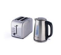 Hamilton Beach Kettle & Toaster Set, Electric Kettle, 1.7L, Toaster 2 Slice, Rise, Stainless Steel, Boil Dry Protection, Rapid Boil, 6 Browning Settings, Defrost, Reheat & Cancel, Brushed - HBRISE2B