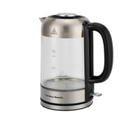 Hamilton Beach Electric Kettle, 1.7L, LED Illuminating, Textured Glass, Rapid Boil, Boil Dry Protection, Auto-Shut Off, Cordless Design, Precise Control, 360° Swivel Base, 3000W, Silver - HBS5803