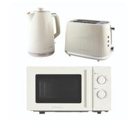 HAMILTON BEACH Miami HBMIAKSS Solo Microwave, Electric Kettle & 2-Slice Toaster Bundle - Sand, Cream
