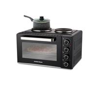 Hamilton Beach Mini Oven, 28L, 3100W, Double Hotplates, Space Saving, Electric Countertop Cooker, Flexible Cooking, Adjustable Temperature Control, 60 Min Timer, Black - HB28HDB