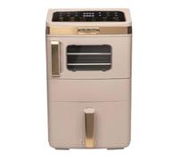Hamilton Beach Professional 14.5L DualStack Air Fryer Oven - 7.5L Drawer/7L Oven, 2800W, Touch Colour Icon Display, DualZone, Non-Stick Dishwasher-Safe, Space-Saving, Stone & Brushed Brass - HBA12ST