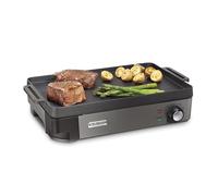 Hamilton Beach Professional Cast Iron Indoor Electric Grill & Griddle 10" x 16" Preseasoned Cooking Surface, Adjustable Temperature up to 450° F, Black (38560)