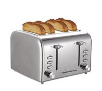 Hamilton Beach Toaster 4 Slice, Rise, 1600W, Brushed & Polished, Stainless Steel, 6 Variable Browning Levels, Removable Crumb Tray, Defrost, Cancel & Reheat Settings, Silver - HB5729