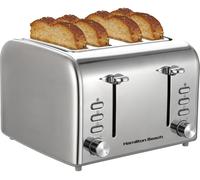 Hamilton Beach Toaster 4 Slice, Rise, 1600W, Brushed & Polished, Stainless Steel, 6 Variable Browning Levels, Removable Crumb Tray, Defrost, Cancel & Reheat Settings, Silver - HB5729