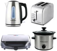 HAMILTON BEACH Rise Jug Kettle, 2-Slice Toaster, Sandwich Toaster & Slow Cooker Bundle - Silver, Silver/Grey