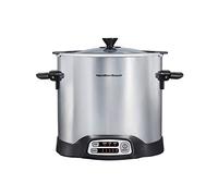 Hamilton Beach Sear & Cook Stock Pot Slow Cooker with Stovetop Safe Crock, Large 10 Quart Capacity, Programmable, Silver (33196)