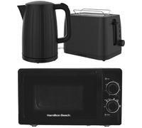 HAMILTON BEACH Stealth Jug Kettle, 2-Slice Toaster & Solo Microwave Bundle - Black, Black