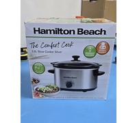 Hamilton Beach 3.5L Comfort Cook Slow Cooker, 160W Energy-Efficient Design, Removable Oven-Safe Ceramic Bowl, 3 Heat Settings, Compact for 2-4 People, Easy Clean, Silver - HBSC040S
