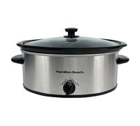 Hamilton Beach 6.5L Family Favourite Slow Cooker, 240W Energy-Efficient Design, Removable Oven-Safe Ceramic Bowl, 3 Heat Settings, Serves 6-8 People, Easy Clean, Silver - HBSC070S