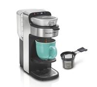 Hamilton Beach The Scoop Single Serve Coffee Maker & Fast Grounds Brewer for 8-14oz. Cups, Brews in Minutes, 40oz. Removable Reservoir, Stainless Steel (49987),Silver