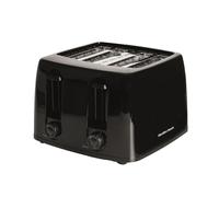 Hamilton Beach Toaster 4 Slice, Essentials, 1300W, Plastic, 6 Browning Levels, Removable Crumb Tray, Wide Slots, Compact, Integrated Cord Storage, Black - HB4T5032B