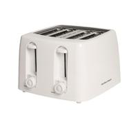 Hamilton Beach Toaster 4 Slice, Essentials, 1300W, Plastic, 6 Browning Levels, Removable Crumb Tray, Wide Slots, Compact, Integrated Cord Storage, White - HB4T5032W