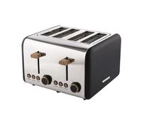 Hamilton Beach Toaster 4 Slice, Scandi, 1500W, 6 Browning Controls, Defrost, Reheat & Cancel Settings, Removable Crumb Tray, Matte Black with Wood Effect - HBT02MB