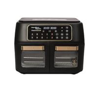 Hamilton Beach VisionCook Air Fryer - 11L, Dual Independently Controlled Drawers, 10 One-Touch Presets, Vortex Technology, Match Cook & Smart Finish, Dishwasher-Safe, Black & Brushed Brass - HB2116ABK