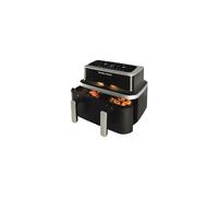 Hamilton Beach VisionCook Dual Air Fryer, 9L, Vision Window, 10 One Touch Presets, Vortex Technology, Dual Zones, Match Cook, Smart Finish, Dishwasher Safe, Roast, Bake, Dehydrate - HB700VCGS, Black