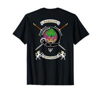 Hamilton Clan Badge Tartan & Swords (Back) T-Shirt