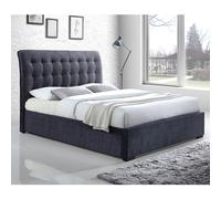 hamilton fabric upholstered double bed in dark grey