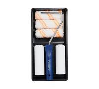 Hamilton For The Trade 4 Inch Mixed Mini Paint Roller 7-Piece Kit With Tray & Frame For Smooth Coverage