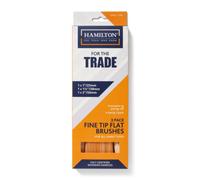 Hamilton For The Trade Fine Tip Flat Paint Brushes - Pack Of 3 - Tapered Filament Decorating Brushes - Wooden Beavertail Handles