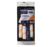 Hamilton For The Trade Medium Pile Mini Paint Roller Set - 4" Inch 7 Piece - Warp Knitted Fabric Rollers For Quick & Even Coverage