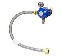 HAMILTON GAS PRODUCTS Marine Bulkhead Butane Regulator with Gauge| Stainless Steel Hose Kit | Ideal for Compliant Gas Supply from Cylinder to Boat