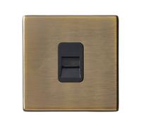 Hamilton Hartland CFX 1 Gang Screwless Slave Telephone Socket - Antique Brass with Black Insert - 79CTCSB