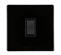 Hamilton Hartland CFX 10AX 1 Gang Screwless Intermediate Light Switch - Jet Black with Black Insert - 7BCR31BL-B