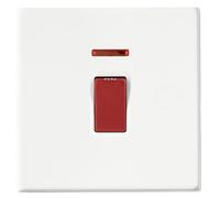 Hamilton Hartland G2 45A 1 Gang Screwless Double Pole Cooker Switch with Neon - Matt White - 7G2MW45NW