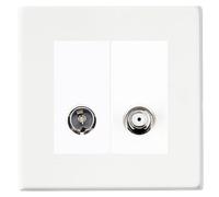 Hamilton Hartland G2 Matt White 2 Gang Non-Isolated TV/SAT Socket with White Insert