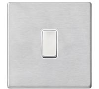Hamilton Hartland G2 10AX 1 Gang Screwless Intermediate Light Switch - Satin Steel with White Insert - 7G24R31SS-W