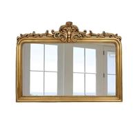 Hamilton Hills Top Gold Baroque Wall Mirror | Rich Old World Feel Framed Beveled Elegant Glass Mirror | Horizontal Rectangle Entryway Bathroom or Powder Room (40" x 30")