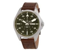 Hamilton H64635560 Men's Khaki Aviation Pilot Day Date Automatic Leather Strap Watch, Green/Brown