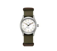 Hamilton Khaki Field Khaki Quartz Men's Watch, 38mm Stainless Steel Case, Swiss Made, White Dial Analog Wrist Watch for Men, 50m Waterproof, Sapphire Crystal, Textile Strap