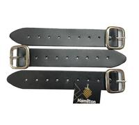 Hamilton Kilts Kilt Straps and Buckle 7" Genuine Leather Extender 1.25" Wide Black Strap - Set of 3 Pcs