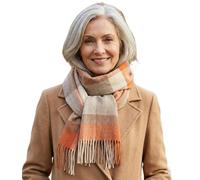 Hamilton Kilts Lambs Wool Scarf 100% Scottish Clan Tartan Scarf Luxury Soft Winter Plaid Stole Shawl with Tassels, Orange