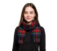Hamilton Kilts Lambs Wool Scarf 100% Scottish Clan Tartan Scarf Luxury Soft Winter Plaid Stole Shawl with Tassels, Black Stewart