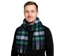 Hamilton Kilts Lambs Wool Scarf 100% Scottish Clan Tartan Scarf Luxury Soft Winter Plaid Stole Shawl with Tassels, Green Stewart