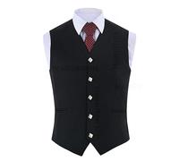Hamilton Kilts Men's Prince Charlie Waistcoat, Black Scottish Kilt Vest with Thistle Buttons, Traditional Formal Wear, 44
