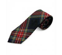Hamilton Kilts Neck Tie Scottish Black Stewart Tartan Plaid Traditional Acrylic Twill Fabric Checked Pattern, Black Stewart