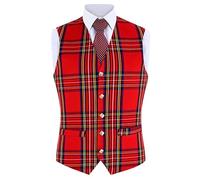 Hamilton Kilts Tartan Vest with Thistle Buttons Scottish Traditional Highland Waistcoat dress Party Wedding Attire, Royal Stewart, 46
